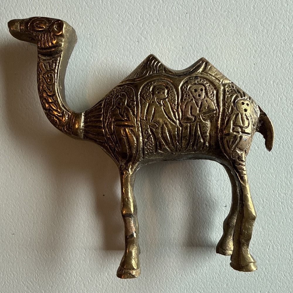 Vtg Brass Camel Figurine Handcrafted Brass Collectible Paperweight MCM Boho